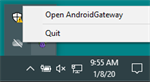Launching Android Gateway from the Windows 10 system tray