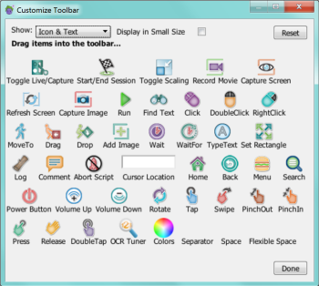 Viewer window toolbar customization options. Click image to view larger