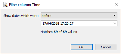 Filtering using the time column